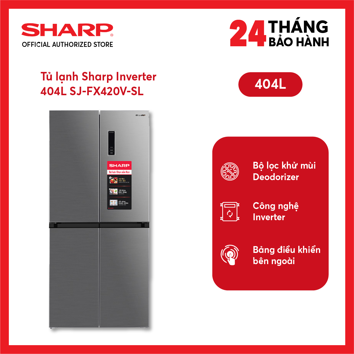Tủ lạnh sharp inverter 4 cánh sj-fx420v-sl 404 lít
