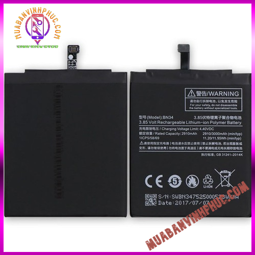 Pin xiaomi redmi 5a / bn34,dung lượng 3000mah / bảo hành 12 tháng - mbvp.com