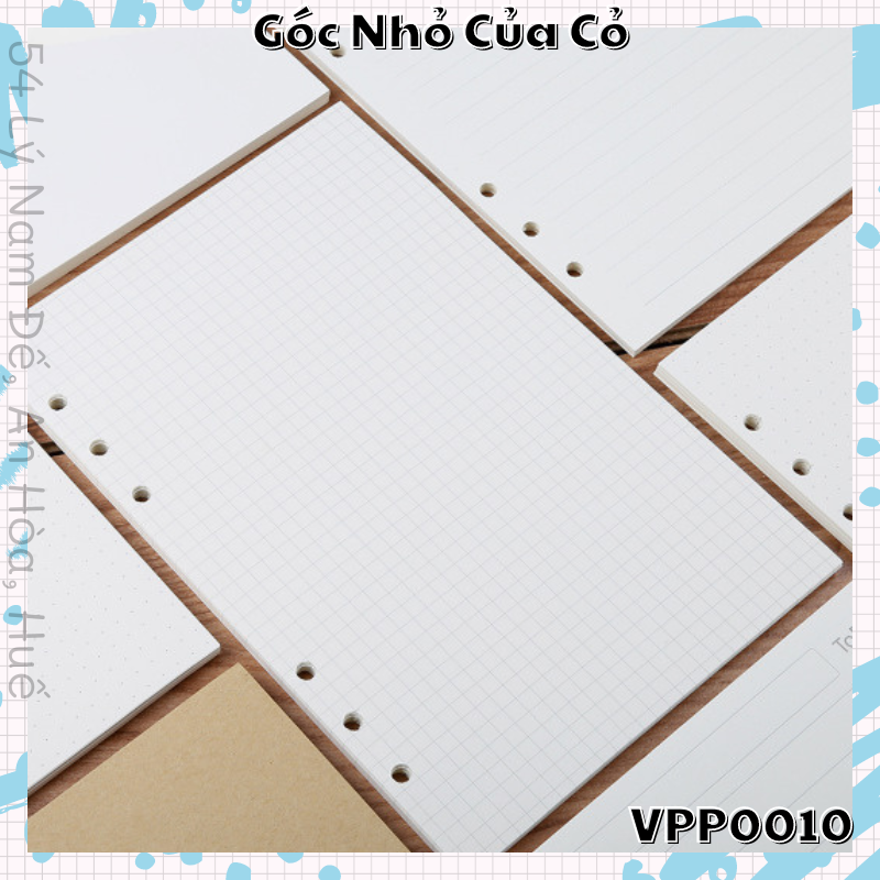 Ruột giấy refill thay lõi sổ còng 6 lỗ planner A4 B5 A5 A6 Bullet journal Gocnhocuaco0 VPP0010
