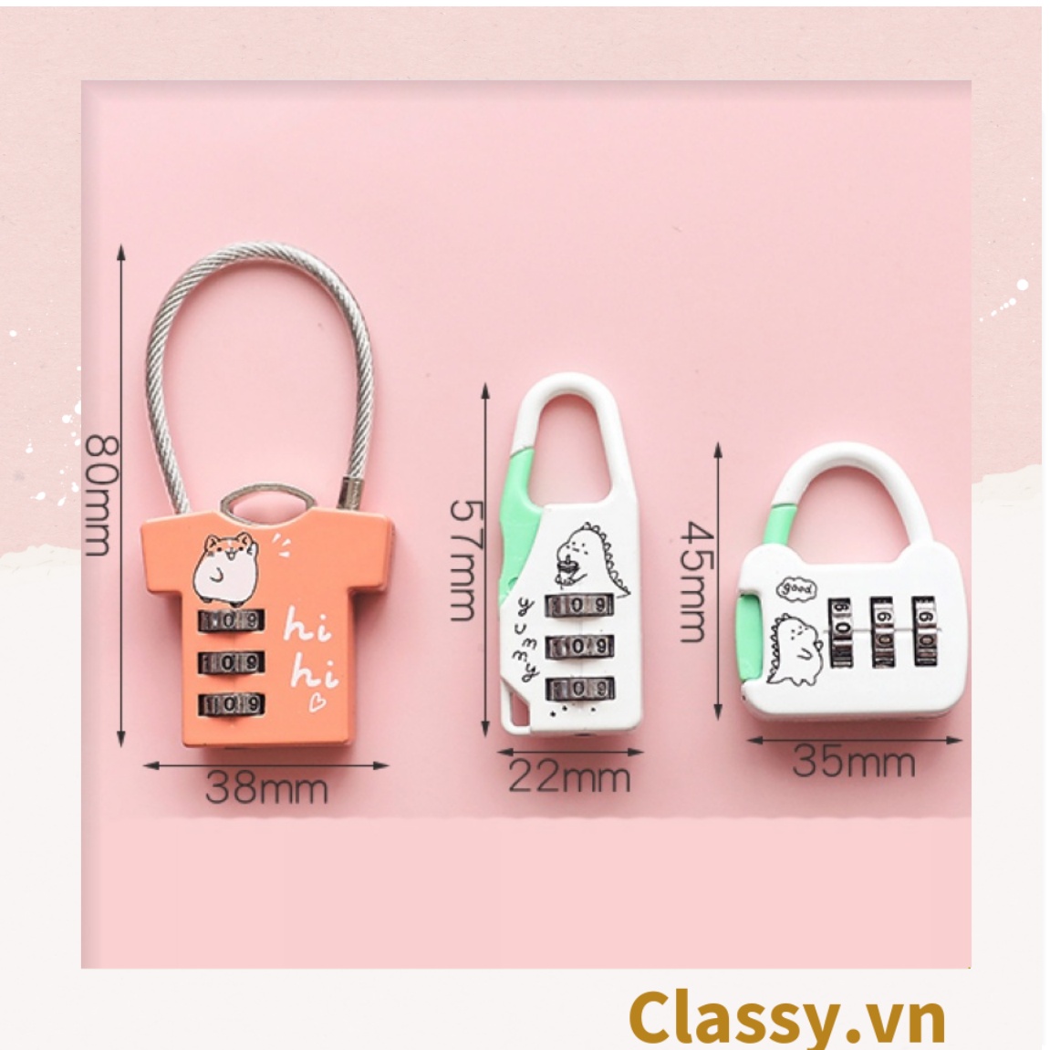 Classy Ổ khóa mini nhiều màu dễ thương, thích hợp khóa vali, khóa tủ PK1286