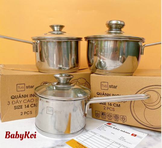 Nồi/Quánh nấu bột cho bé chính hãng Fivestar 16cm -18cm chất liệu inox