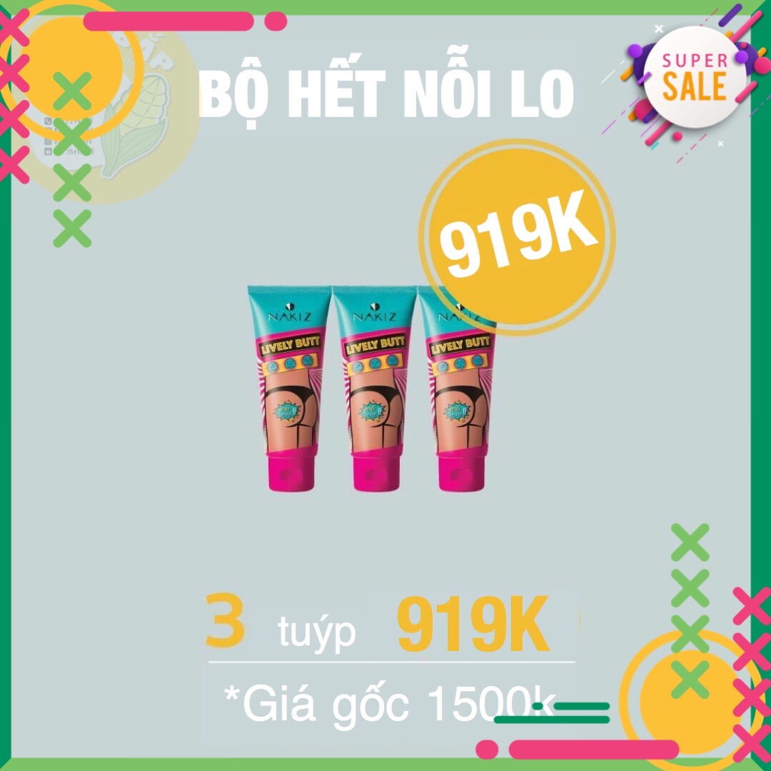 [HCM]Kem Nakiz lively Butt - Combo 3 tuýp