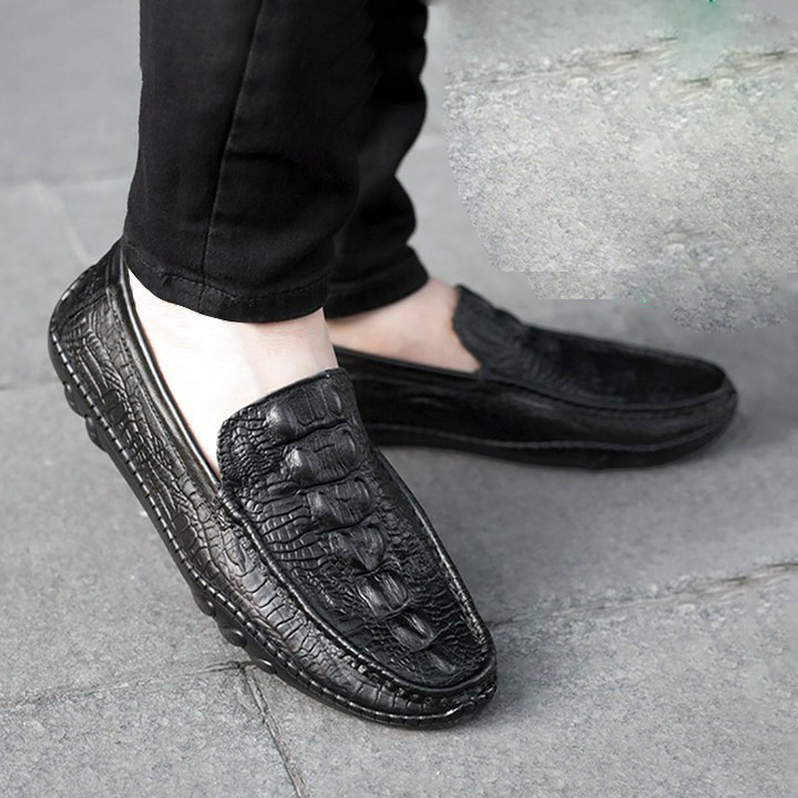 Giày Lười Nam Vân Cá Sấu Đế Siêu Mềm Elmee - Giày Nam Da Bò Phong Cách Thời Thượng