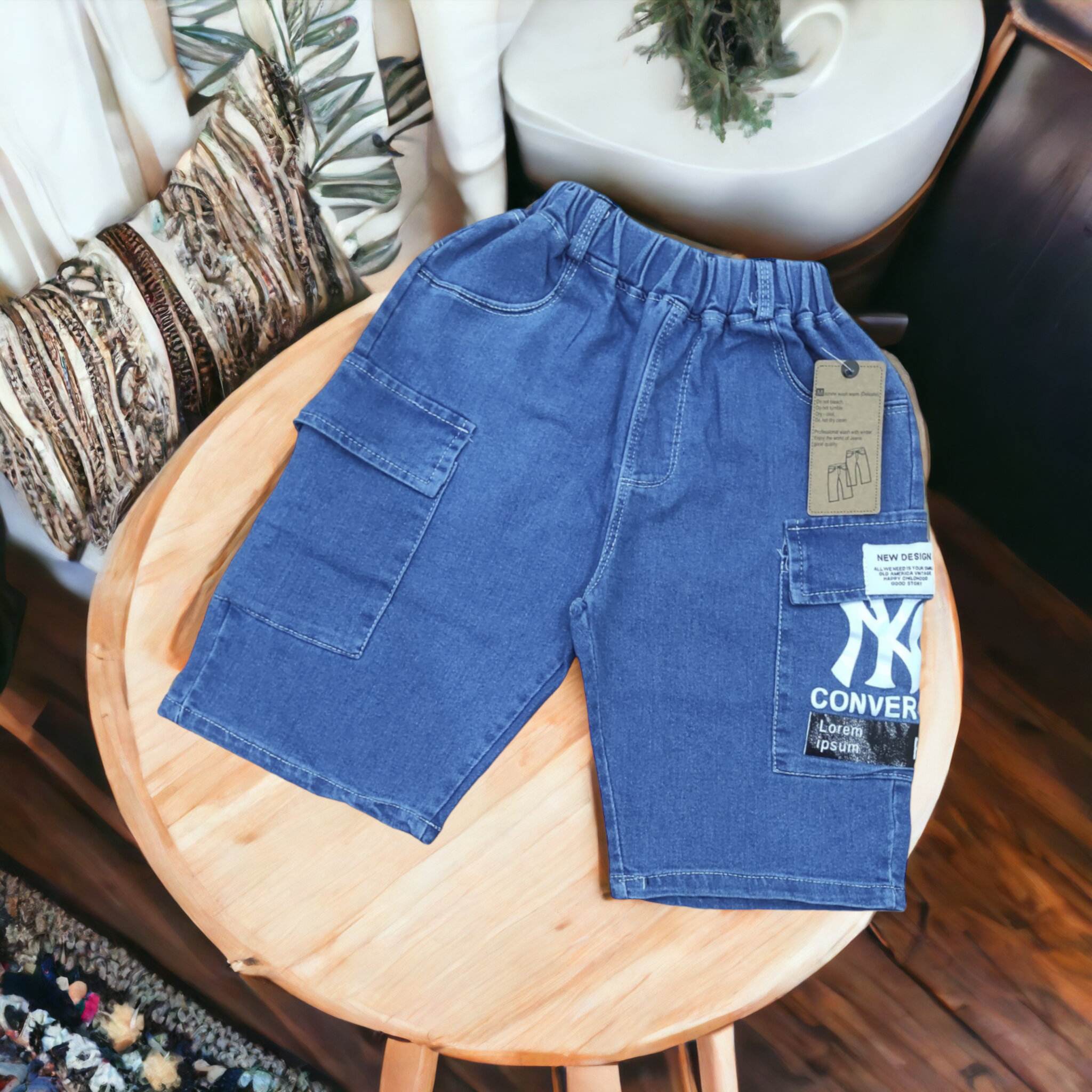 Quần jean lửng cho bé trai 28-45kg ,quần bò ngố túi hộp vải mềm mịn co dãn