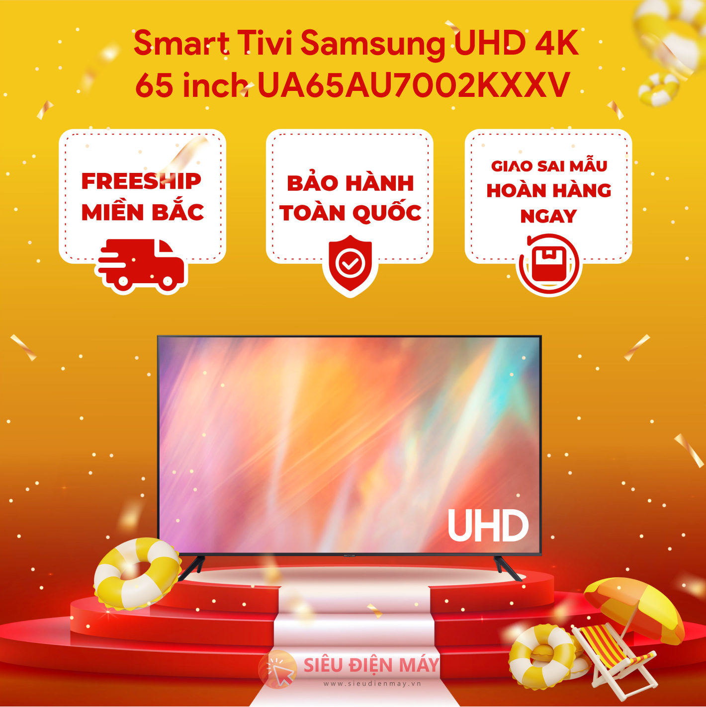 [Miễn phí vận chuyển] 65AU7002 Smart Tivi Samsung UHD 4K 65 inch