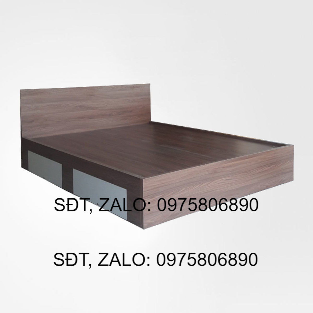 Giường Ngủ Gỗ Mdf Melamine Màu Nâu Ngăn Kéo + Trắng .