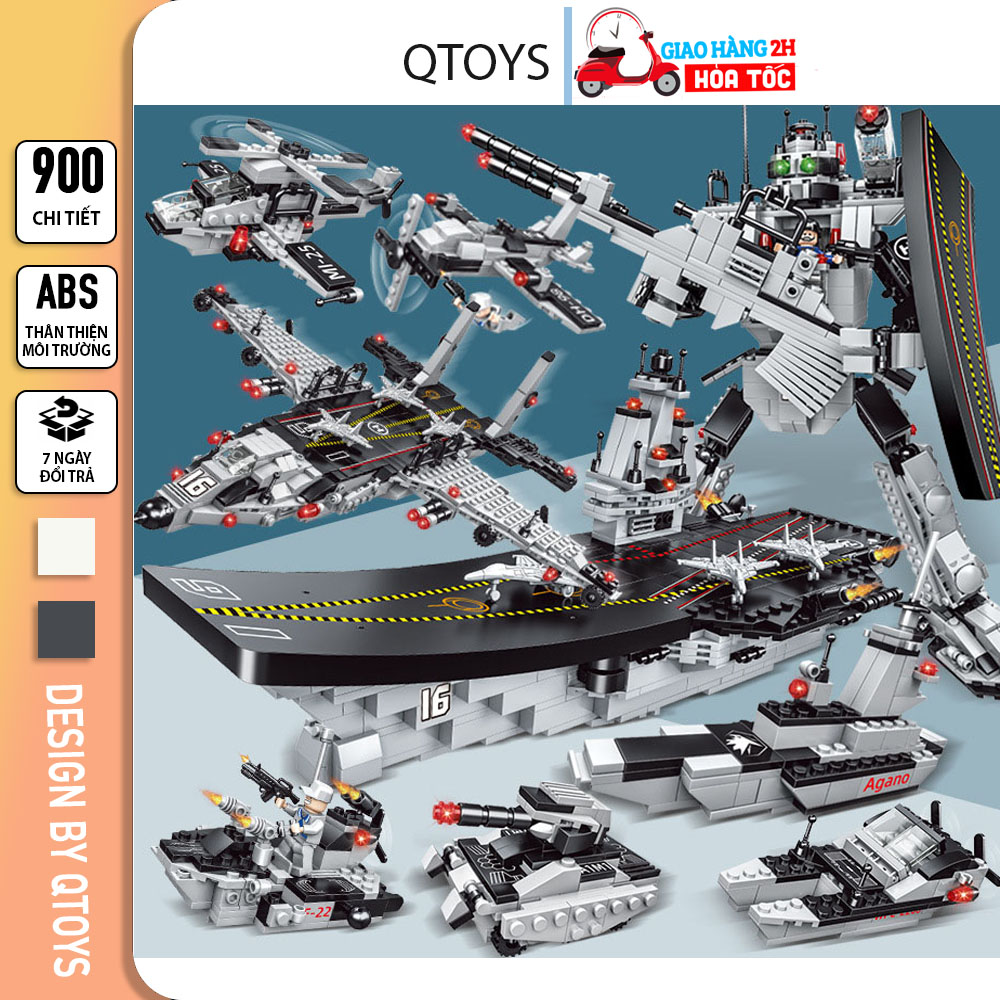 Bộ đồ chơi lắp ráp lego tàu chiến hạm 900 chi tiết, lắp ráp robot / máy bay / tàu sân bay