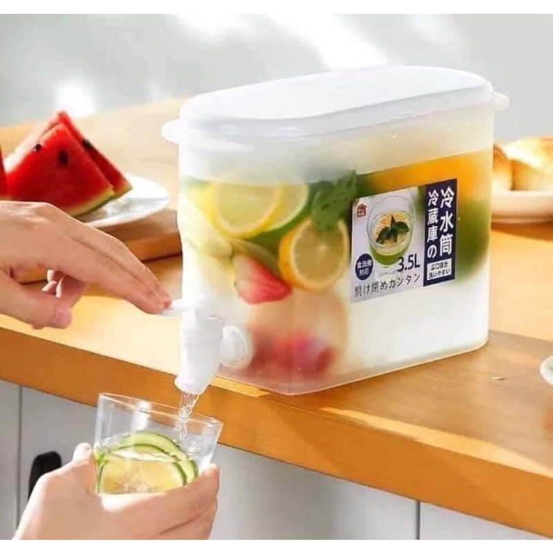 Bình nước để tủ lạnh có vòi 3,5 Lít nhựa PP cao cấp không mùi XẢ KHO