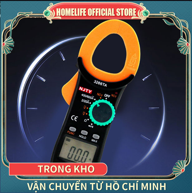 Kìm dòng NJTY 3266TA đồng hồ ampe kìm ，máy đo điện áp đa năng vạn năng điện tử kẹp dòng Đo Tụ,Tần Số, Nhiệt Độ