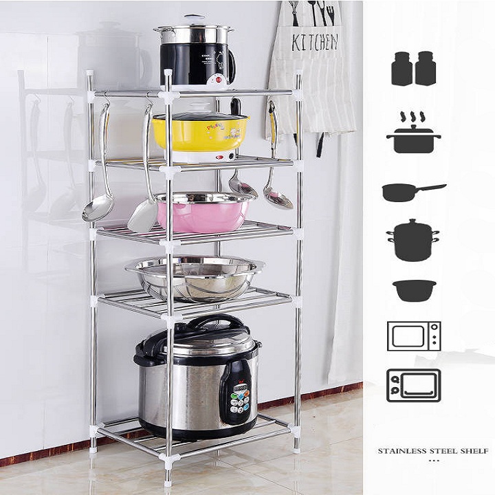 [ HÀNG LOẠI I ] Kệ để xoong nồi 5 tầng inox cao cấp lắp ráp 42x35x112cm Mezz560