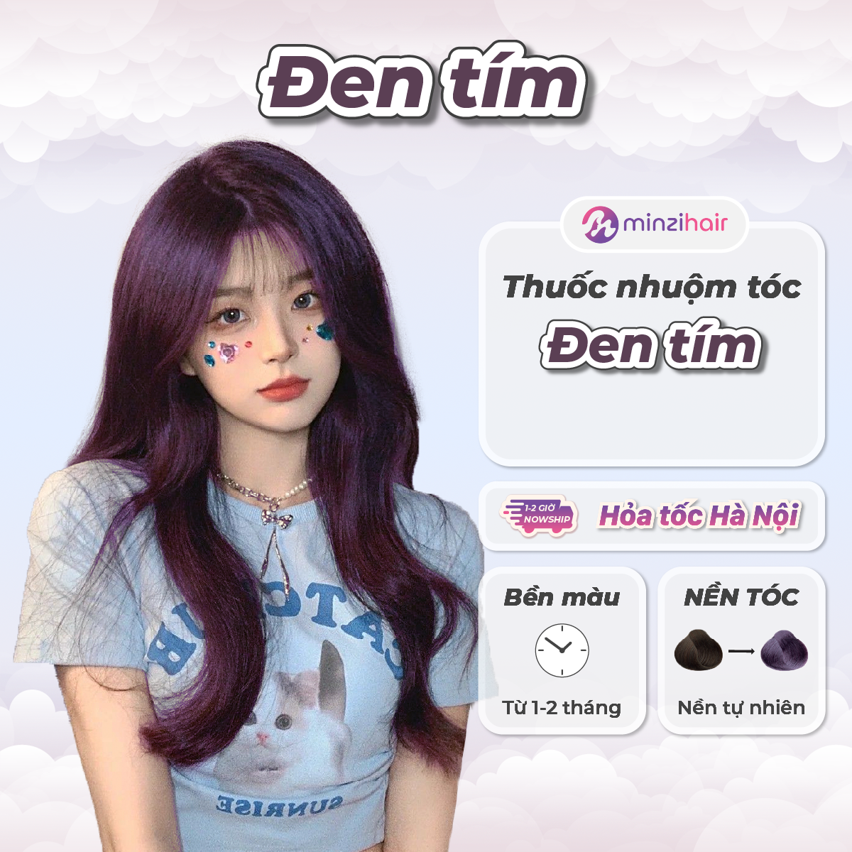 Thuốc nhuộm tóc Màu Đen Tím - Lên Từ Nền Tóc Đen - Minzihair HN