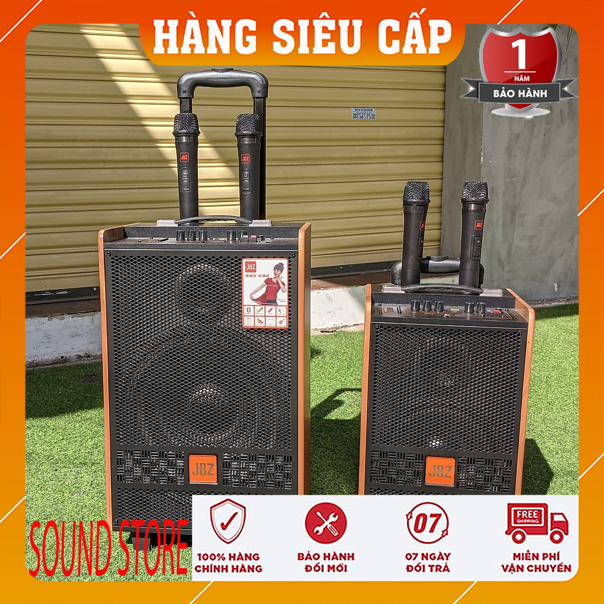 Loa kéo di động JBZ J1 - Bass 2 tấc - Loa kéo 2 đường tiếng công suất mạnh mẽ - Thiết kế nhỏ gọn, sang trọng - Tặng kèm 2 micro không dây - Đầy đủ kết nối Bluetooth 4.0, USB, SD card, cổng 6 ly kết nối micro -Điều khiển từ xa