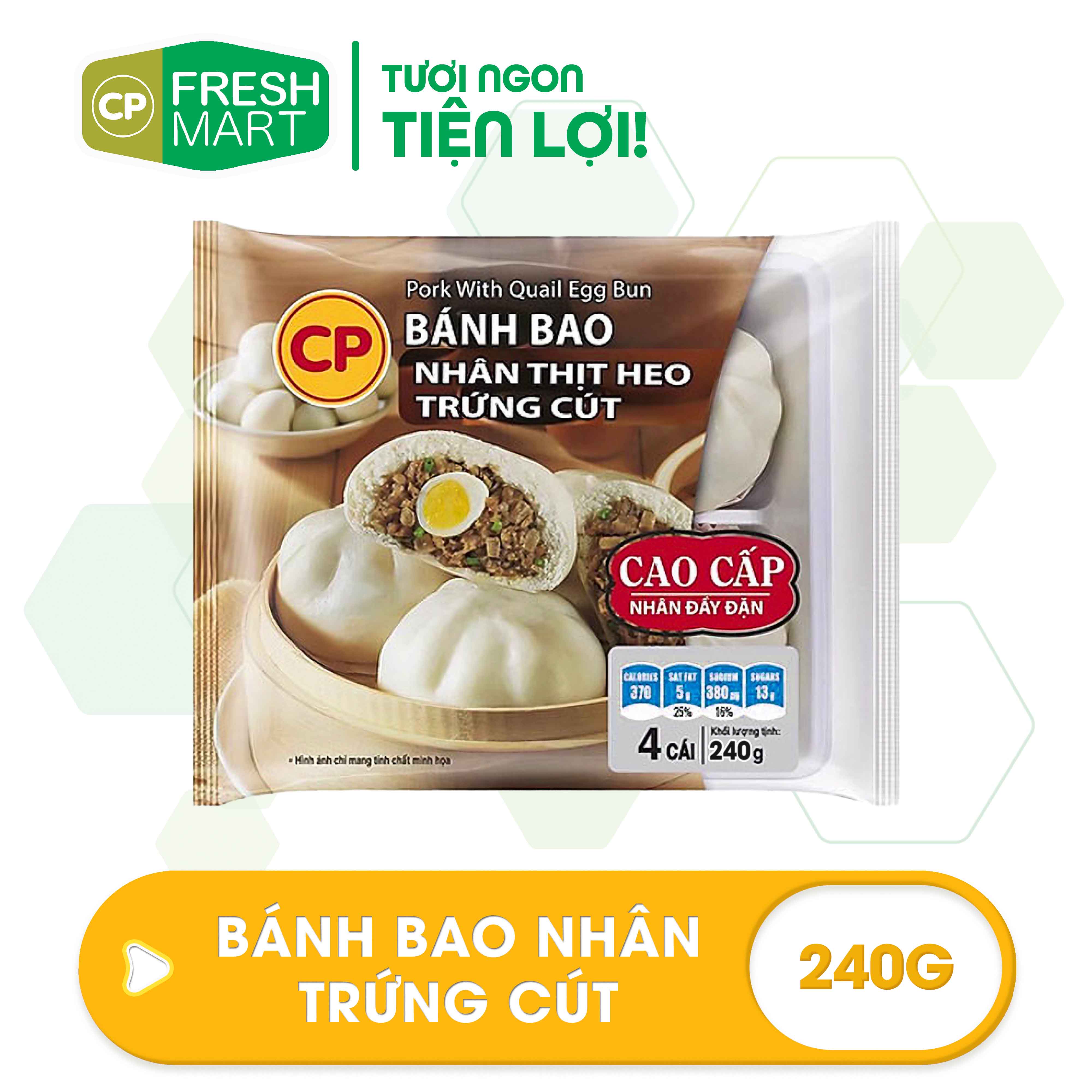 [Giao HCM] Bánh Bao Sữa Nhân Thịt Heo Trứng Cút CP (4 cái) - Chế Biến Sẵn CP Foods - Thơm ngon tiện lợi - CP Fresh Mart