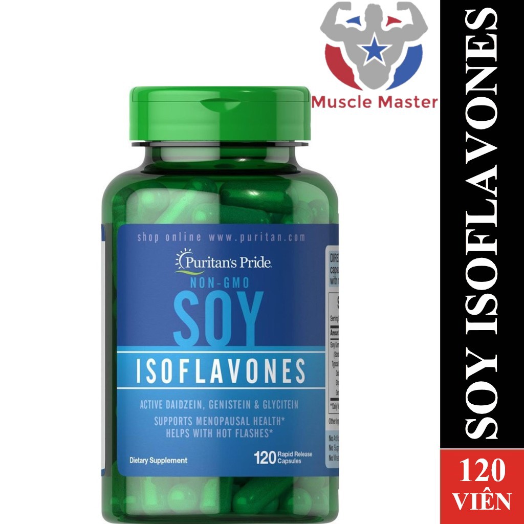 Viên Mầm Đậu Nành Làm Đẹp và Bổ Sung Estrogen Nội Tiết Nữ Puritans Pride Soy Isoflavones 750mg 120 Viên