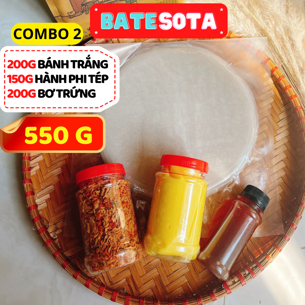 Combo Bánh Tráng Phơi Sương Bơ 500g kèm Hành Phi Muối Tôm Ship Hỏa Tốc Hà Nội BATESOTA