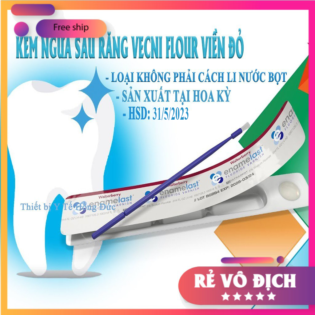 [FREE SHIP] Kem Ngừa Sâu Sún Răng Vecni Flour Viền  đỏ-Enamelast Fluoride Varnish-KHÔNG CẦN CÁCH LI NƯỚC BỌT-DATE 30/06/2024