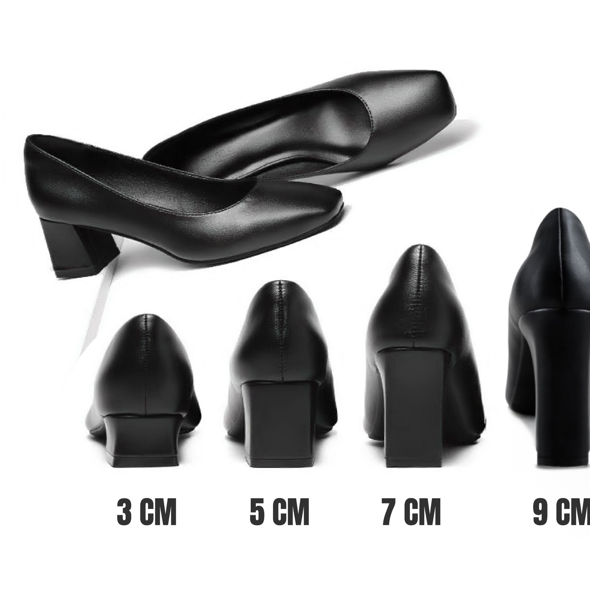 Giày tiếp viên hàng không nữ [DA THẬT] mũi vuông, da mềm mại công sở cao gót đế vuông bít mũi big size FFAN STORE