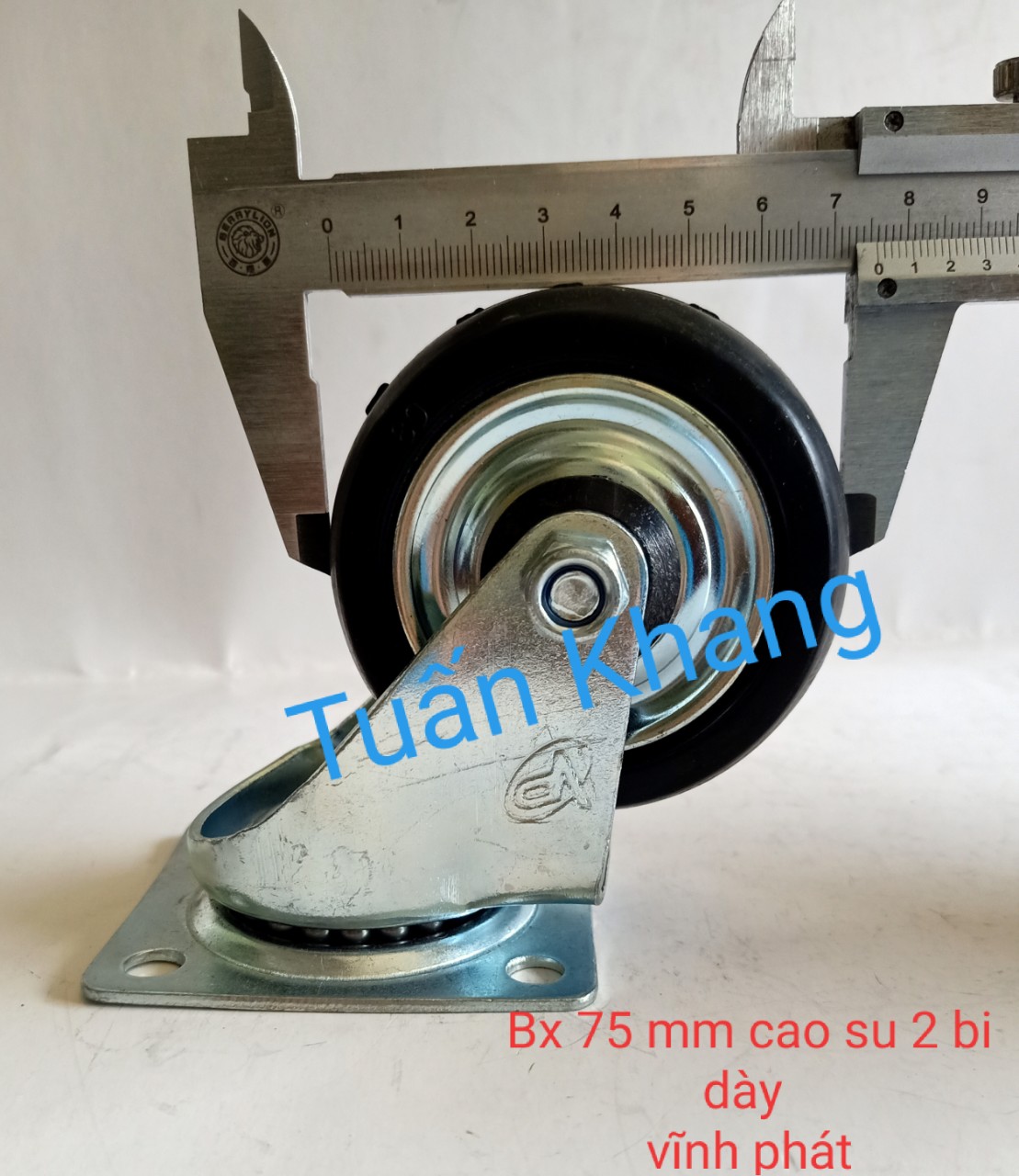 Bánh xe đẩy cao su 75mm xoay 360 độ+ VÍT
