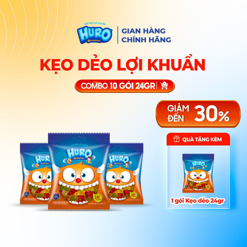  Combo 10 Gói Kẹo Dẻo Lợi Khuẩn HURO PROBIOTICS Mini túi 24g 
