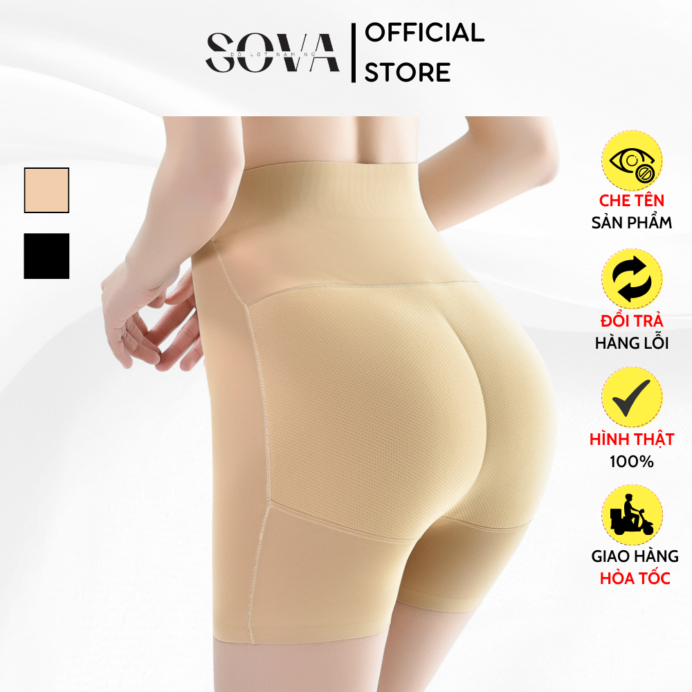 Quần độn mông đúc su cạp cao thông hơi mút liền, quần nâng mông gen bụng, nịt bụng định hình eo- SOVA001