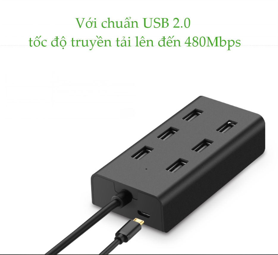 Bộ chia USB 2.0 ra 7 cổng, hỗ trợ mở rộng cổng USB 2.0 cho máy tính, laptop, dài 1m UGREEN CR133 30374 Bộ chia USB 2.0 ra 7 cổng, hỗ trợ mở rộng cổng USB 2.0 cho máy tính, laptop, dài 1m UGREEN CR133 30374