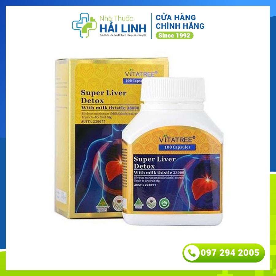 Viên uống giải độc gan Super Liver Detox Vitatree⚡Tặng quà⚡Nhập khẩu Úc giúp cải thiện chức năng gan