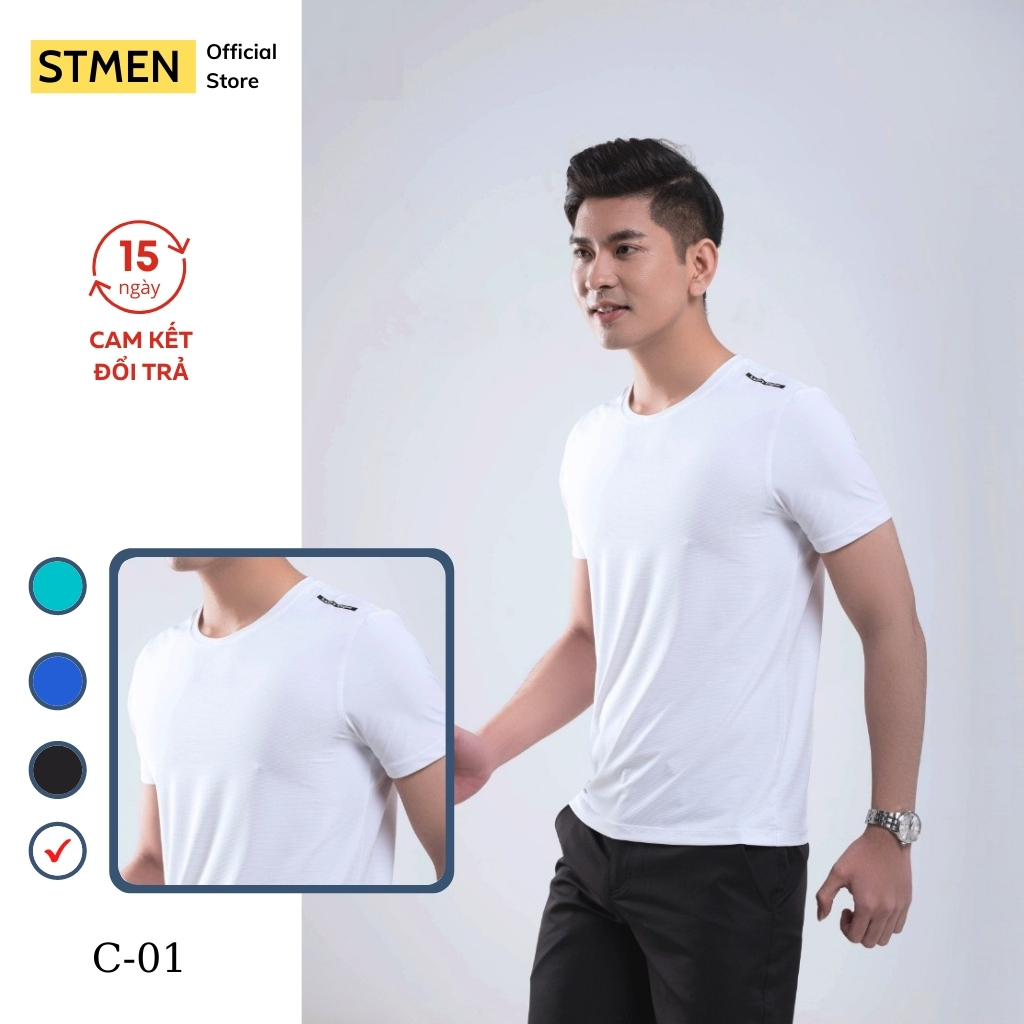 Áo thun nam dias trắng mát lạnh, áo t-shirt form slimfit c-01