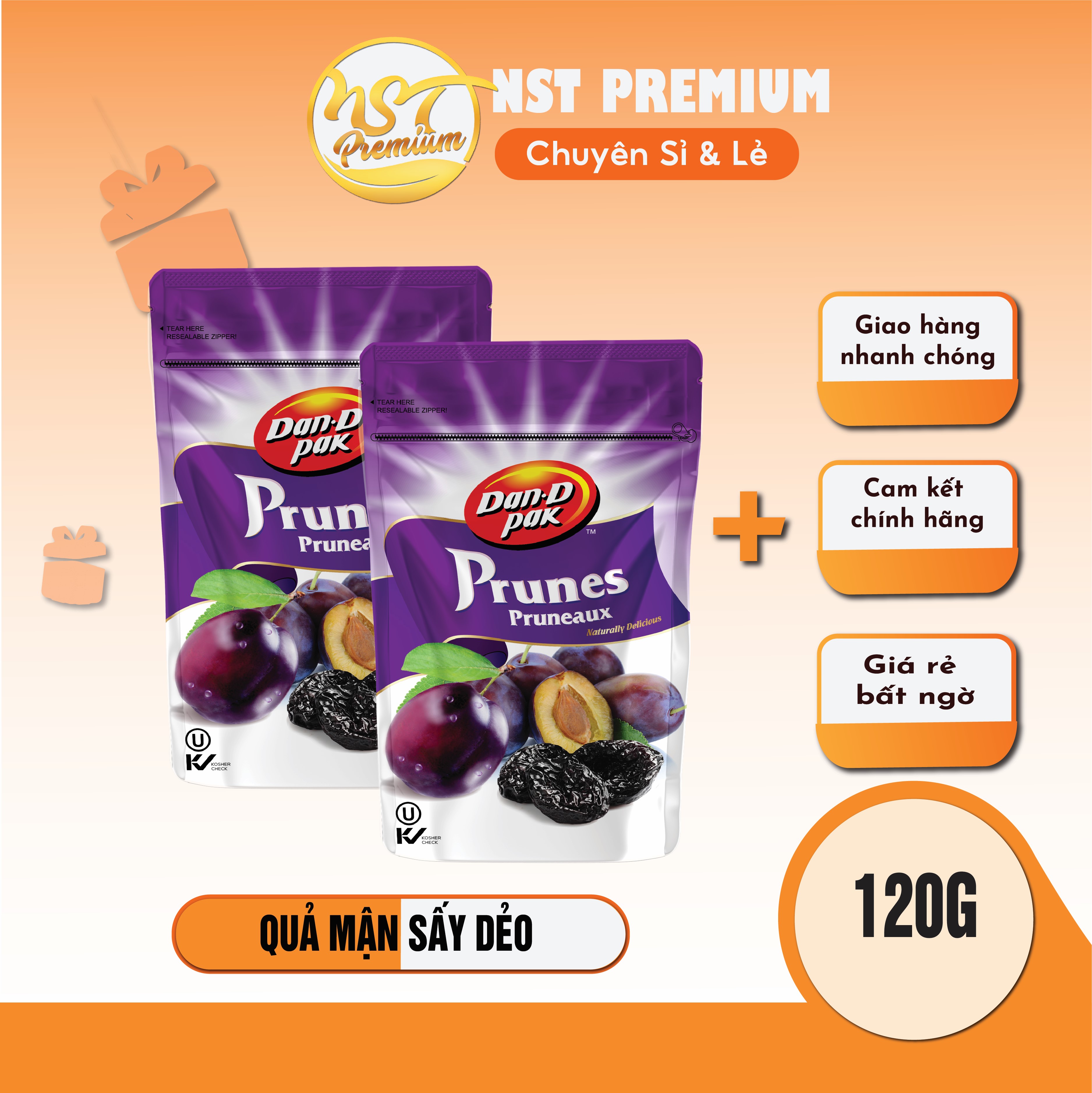 Mận mỹ sấy dẽo - prunes dan.d pak 120g