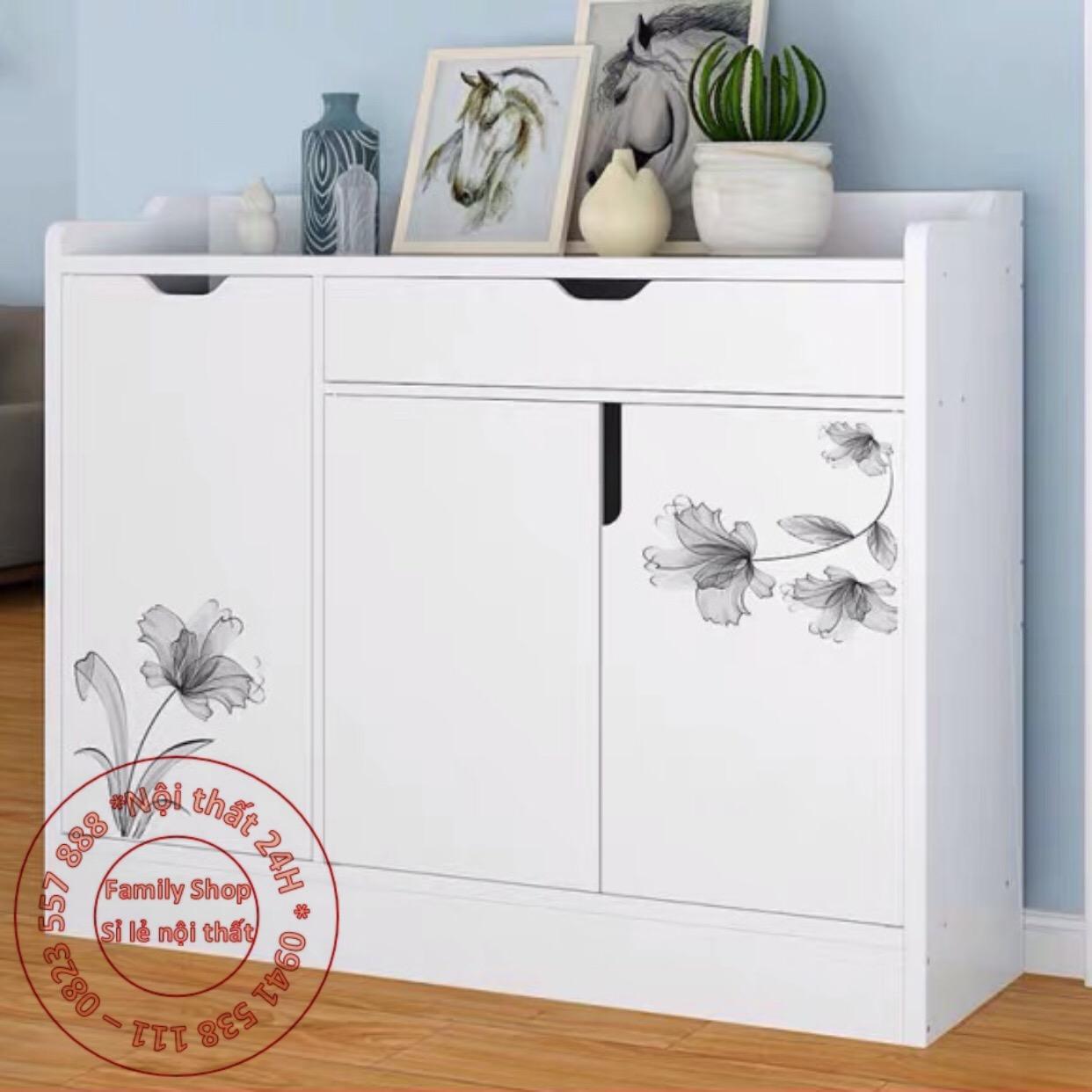 Tủ giày A1676-A (100*30*80cm), Gỗ MDF phủ melamin chống thấm (MÀU TRẮNG)