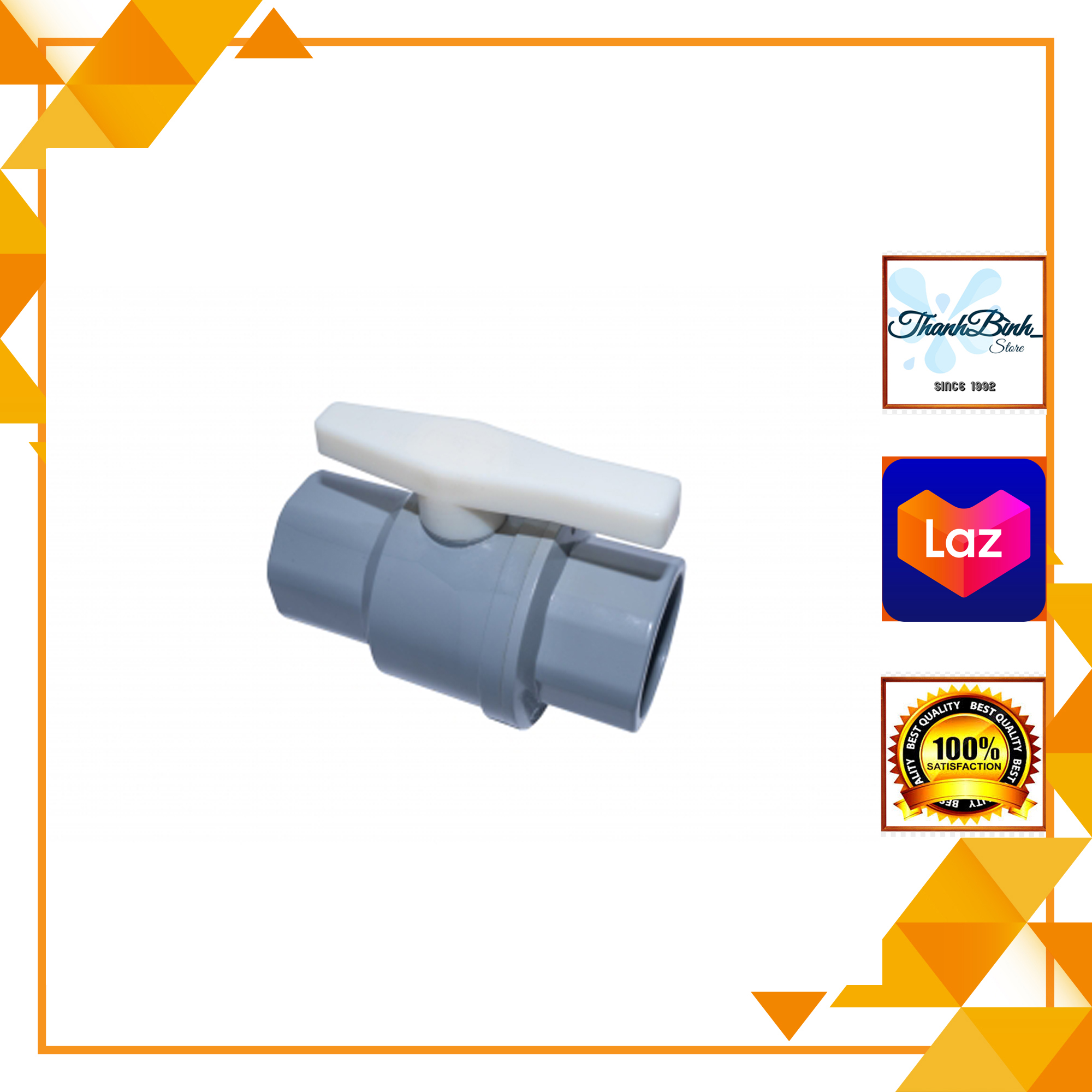 Van nhựa tay trắng/ van cầu pvc asico size 21/ 27/ 34/ 42/ 48 mm