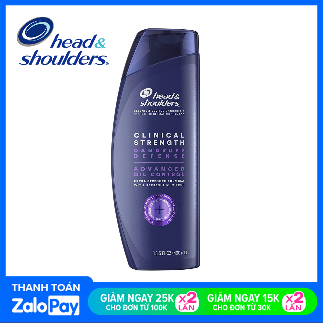[HCM]DẦU GỘI DÀNH CHO TÓC GÀU VÀ NẤM DA ĐẦU HEAD&SHOULDER CLINICAL STRENGTH SHAMPOO 400mL của Mỹ (ADVANCED OIL CONTROL) - Tóc dầu nhiều