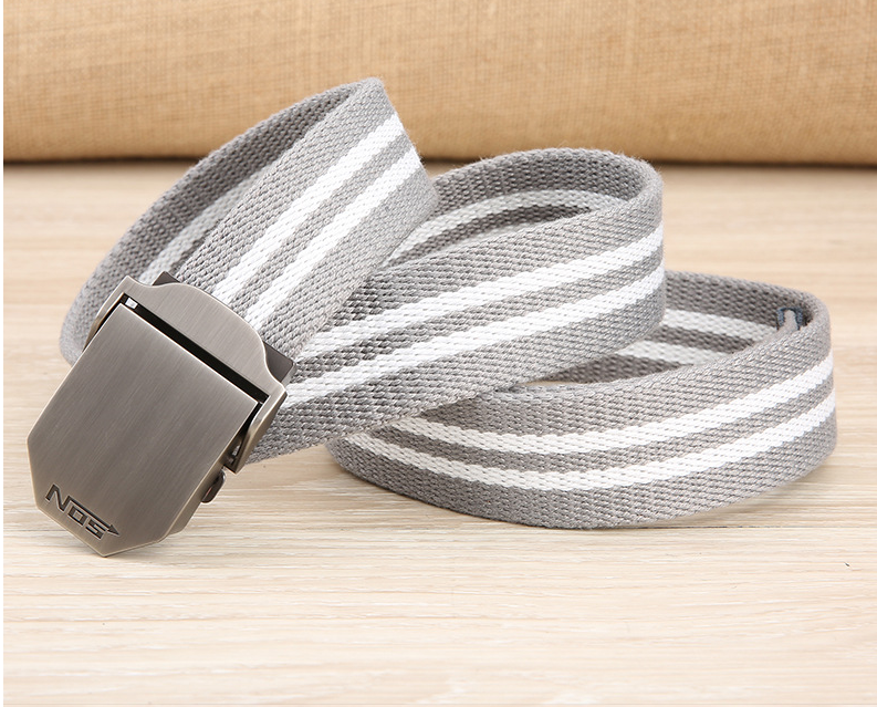 Dây thắt lưng dây nịt vải phong cách lính Mỹ tactical belt màu sọc xám trắng mặt trơn NOS thời trang dài 125cm 145cm rộng 3.5cm