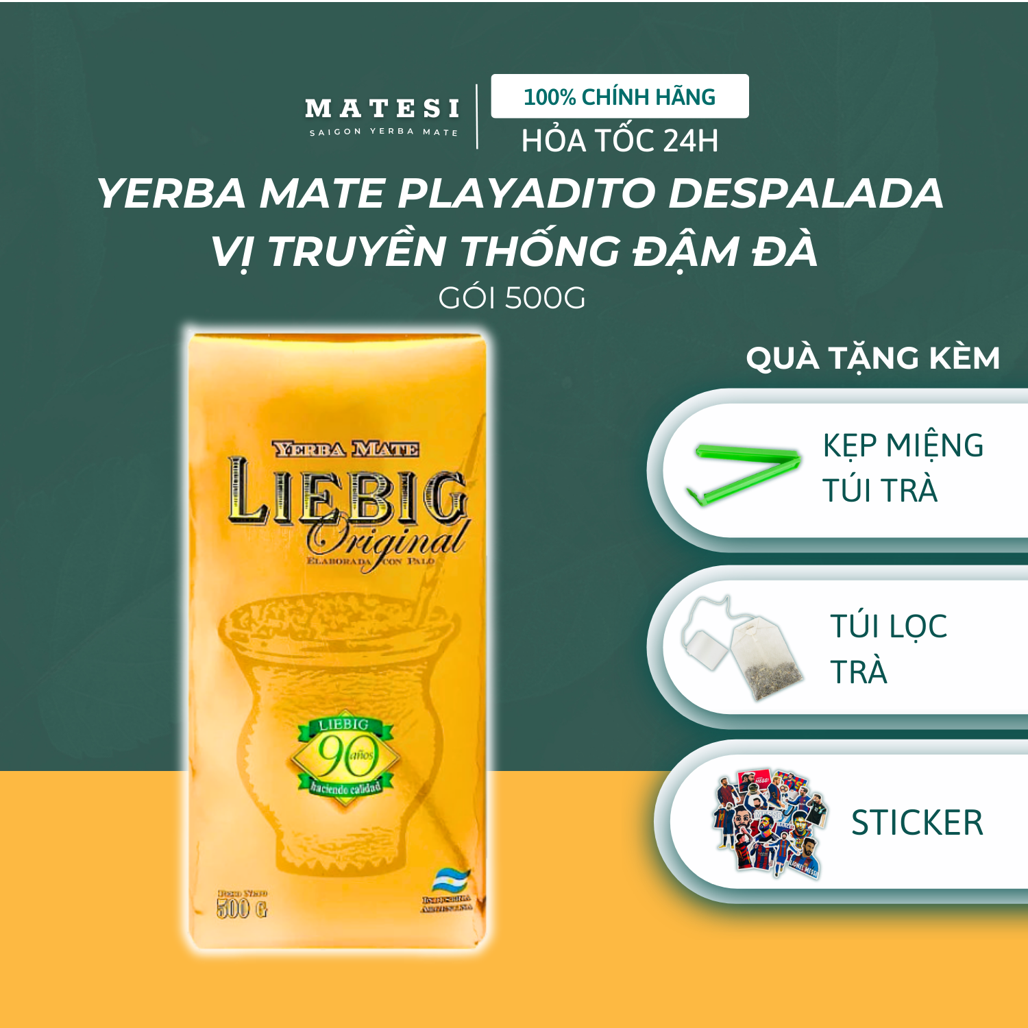 Trà Yerba Mate LIEBIG Original 500gr - Trà Nam Mỹ - Tặng kẹp trà + túi lọc