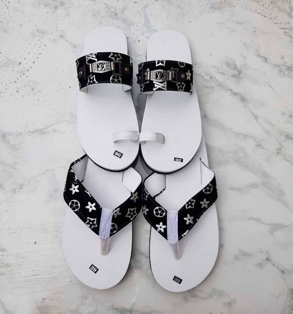 Dép cặp đôi size nam và nữ đế trắng quai vl trắng đen size 35 đến 43