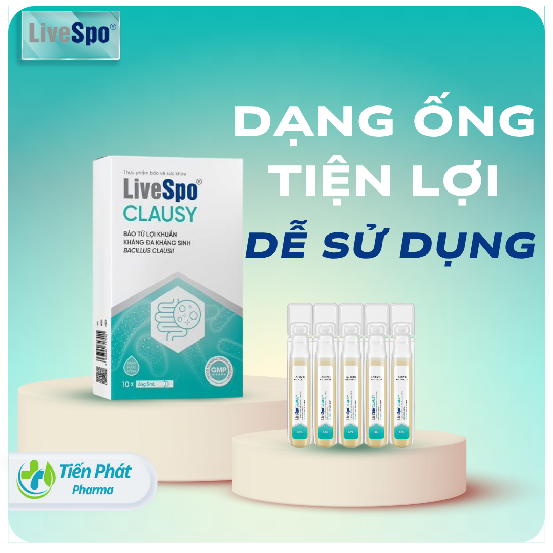 LiveSpo CLAUSY – Bào tử lợi khuẩn Bacillus clausii dạng nước, dùng hàng ngày, dễ sử dụng