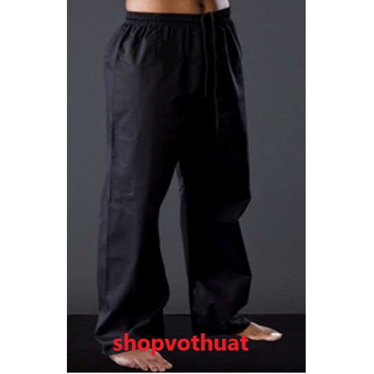 Quần kungfu đen vải kaki - quần karate đen vải kaki