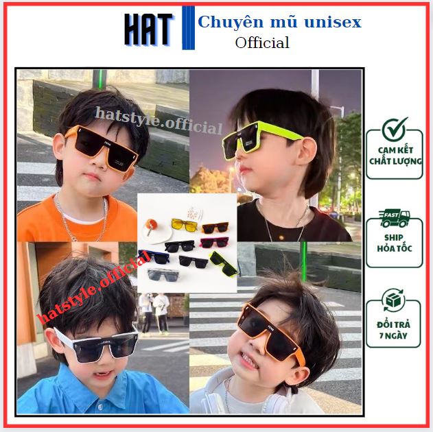 Kính mát thời trang HAT gọng dẻo cho trẻ em từ 3-10 tuổi, Mắt kính cho bé chống tia UV, kính đi biển cho trẻ FENG01