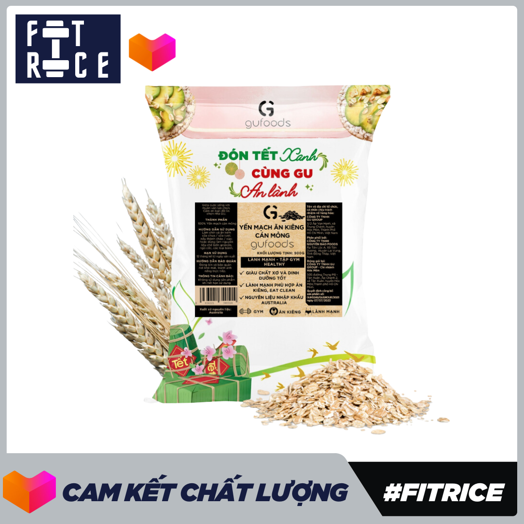 Yến mạch tươi cán mỏng GUfoods - Ăn kiêng, Giàu chất xơ, Hỗ trợ giảm cân, Tập gym, Eat clean