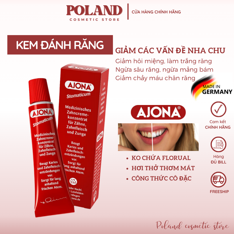 Kem đánh răng Ajona Stomaticum Đức 25ml giảm hôi miệng, ngừa viêm nướu, làm sạch vôi răng, chống sâu răng