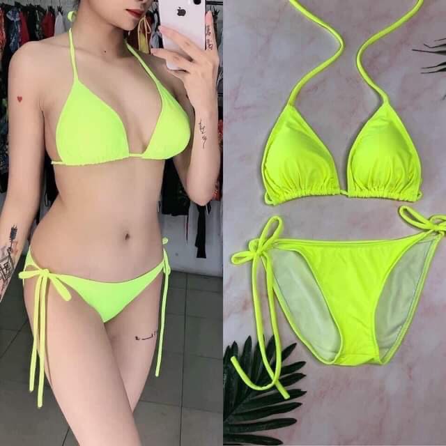 [HCM]Bikini bộ bơi tam giác hai mảnh basic (màu hot) Eva Shop