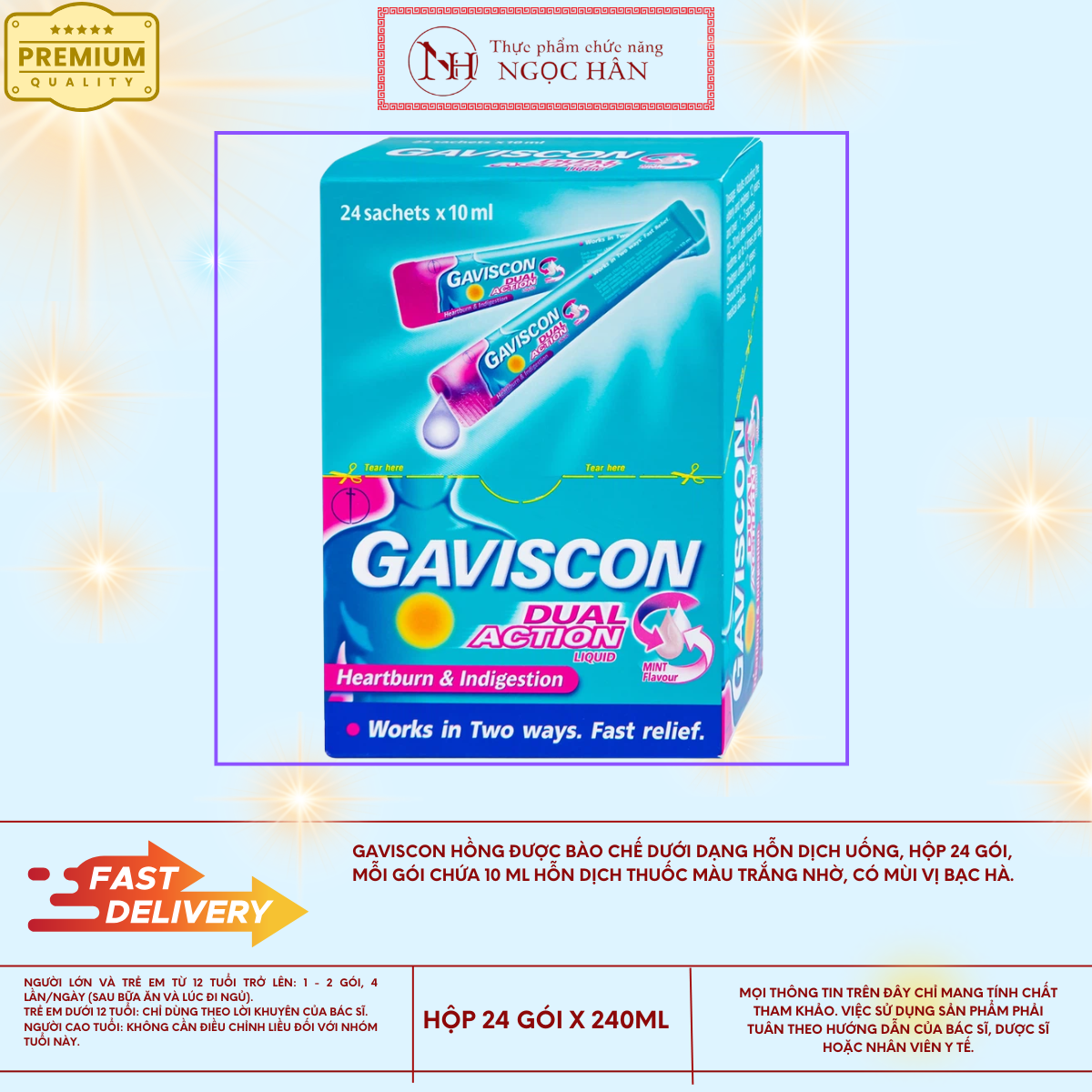 Hỗn dịch Gaviscon Dual Action Reckitt Benckiser - (24 gói x 10ml)