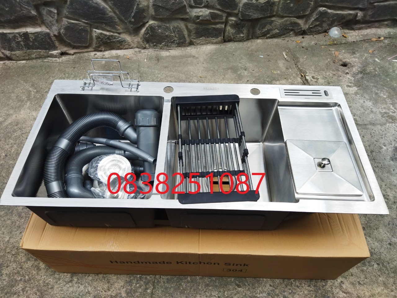 [HCM]Chậu Rửa Chén Bát INOX 304 Cao Cấp Tặng Rổ Đa Năng và Bộ Xả Chậu KOREA