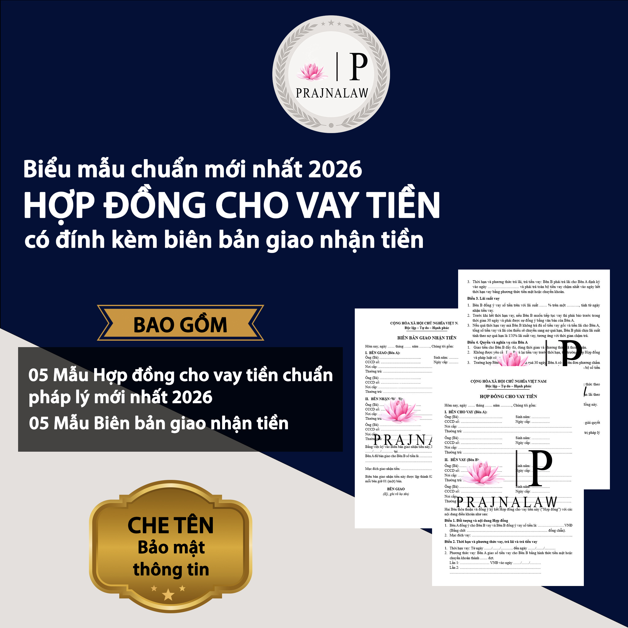 [HỎA TỐC] 05 Mẫu Hợp Đồng Cho Vay Tiền Kèm Biên Bản Giao Nhận Tiền H3| Prajnalaw
