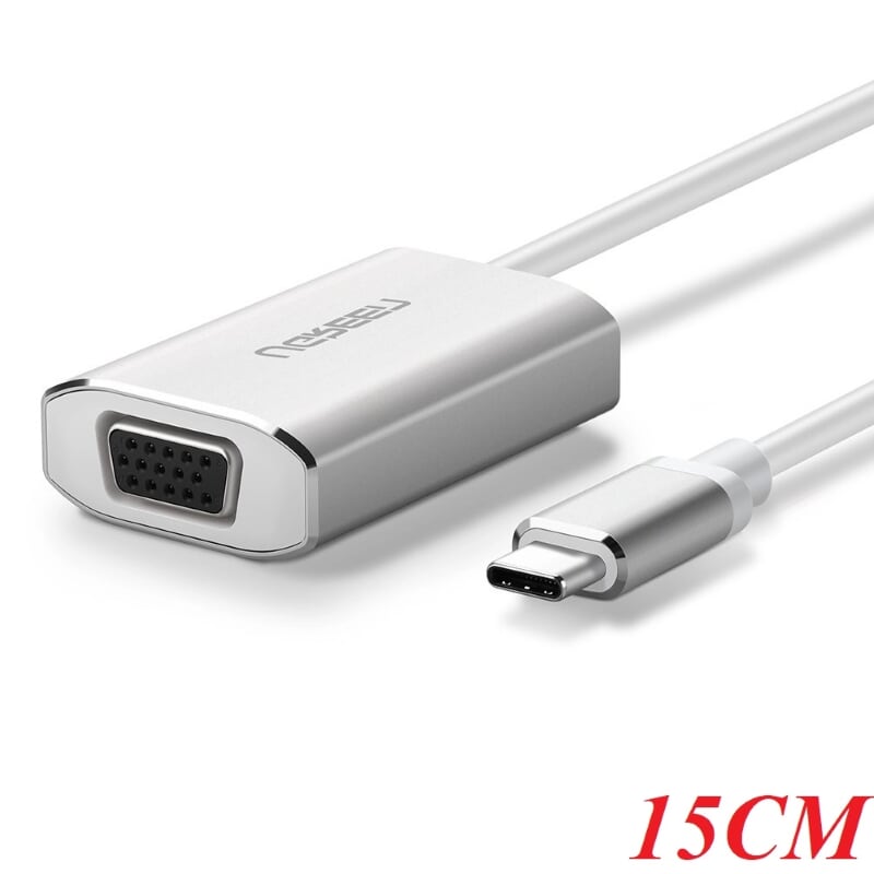 Ugreen 40866 15cm màu bạc bộ chuyển đổi type c sang vga vỏ bọc nhôm cm114