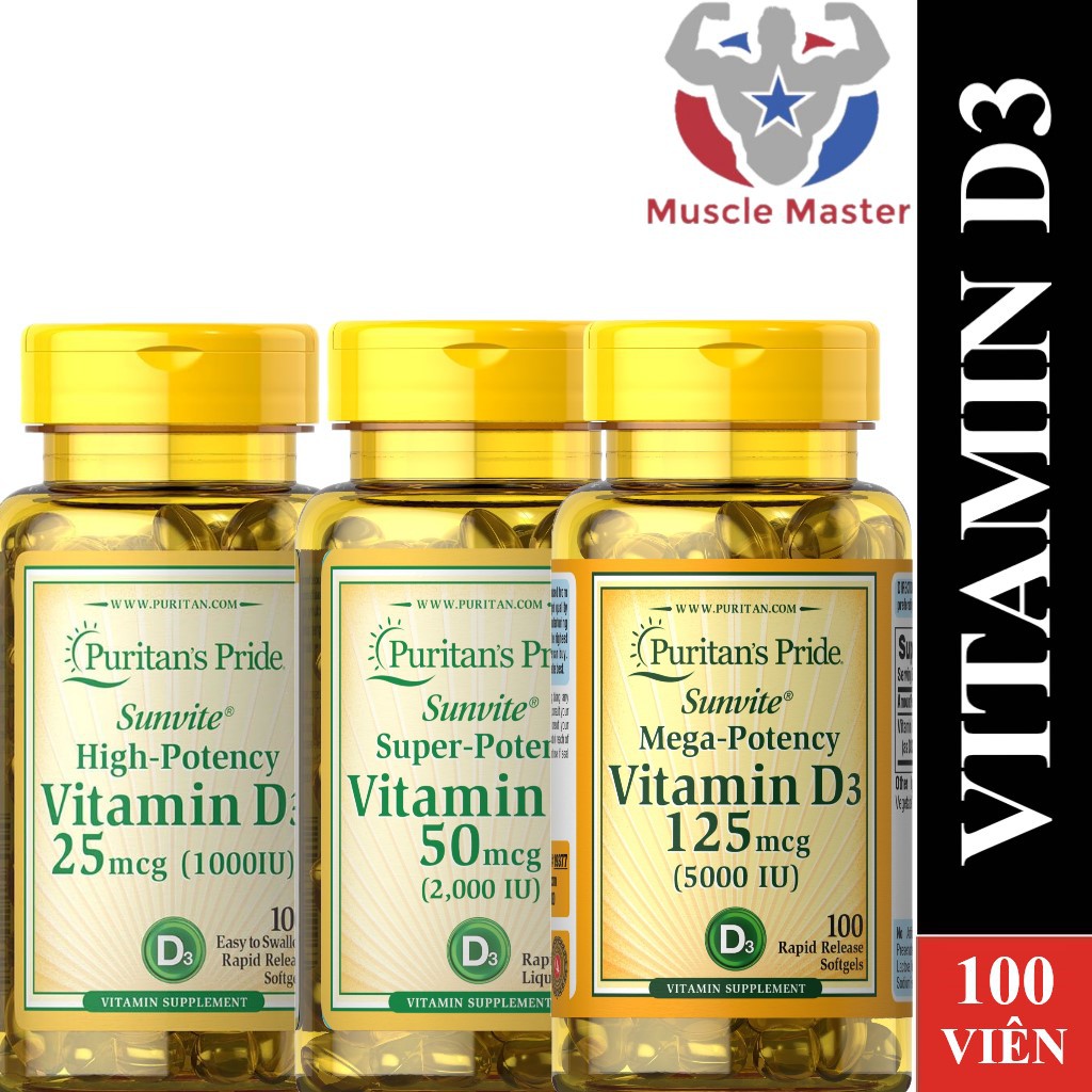 Viên Bổ Sung Vitamin D3 Tăng Hệ Miễn Dịch Puritan S Pride Vitamin D3 100