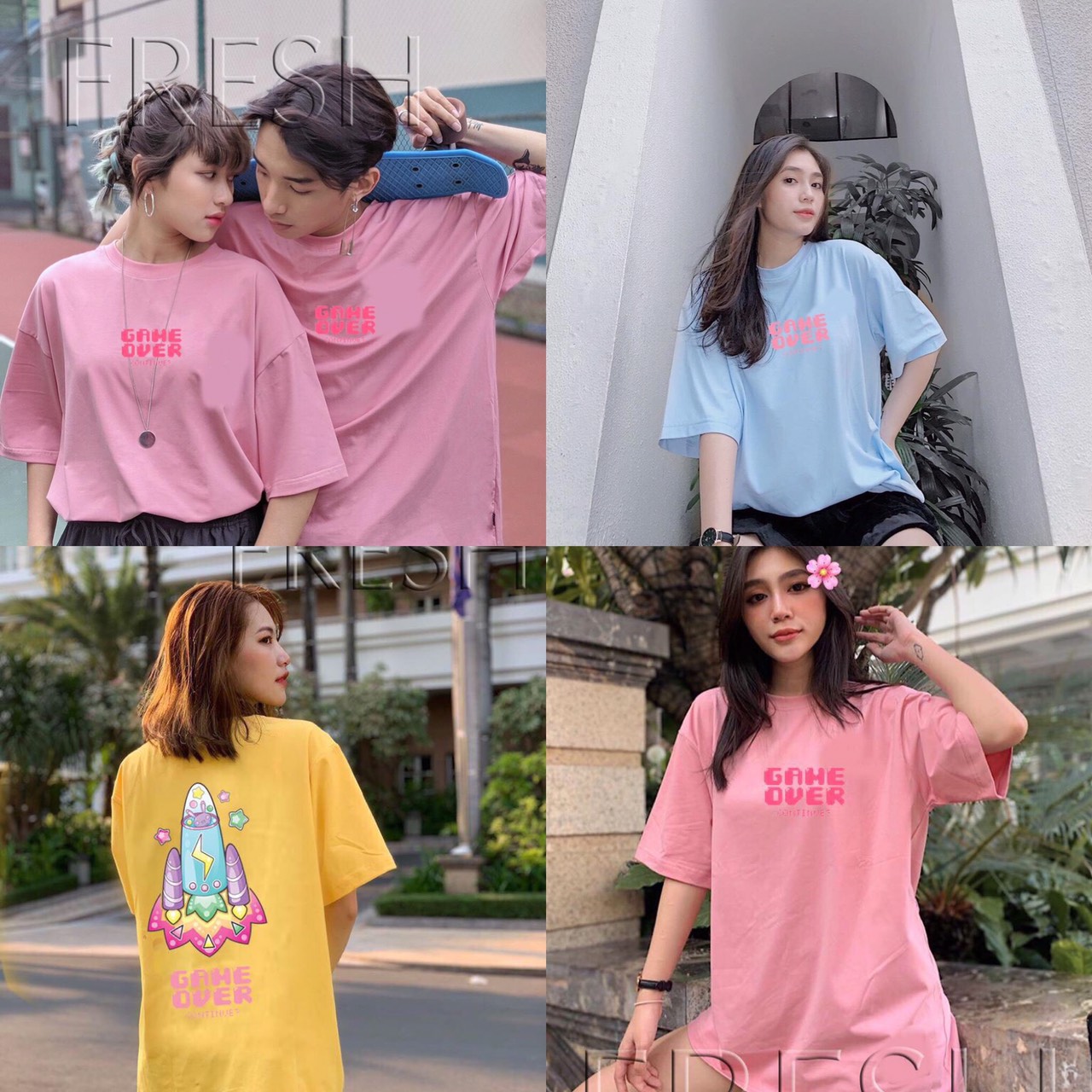 [HCM]Áo Thun Tay Lỡ Unisex GAME OVER TÊN LỬA  Phong Cách - Áo Thun Phông Rộng Thời Trang Nam Nữ Bắt Trent