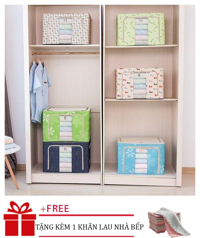 [ TẶNG KÈM KHĂN LAU ] túi đựng chăn màn-túi đựng quần áo- tui dung chan man-tui dung quan ao- túi vải đựng quần áo-túi đựng chăn-tủ đựng quần áo-tủ vải đựng quần áo khung sắt-túi đựng quần áo chăn màn ( màu ngẫu nhiên )