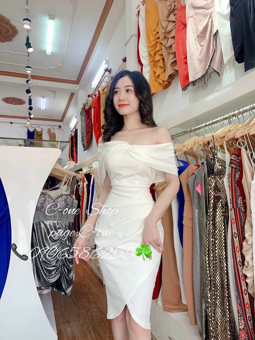[HCM]Đầm Nữ Dự Tiệc Cưới Bẹt Vai Phong Cách Quyến Rũ Thời Trang