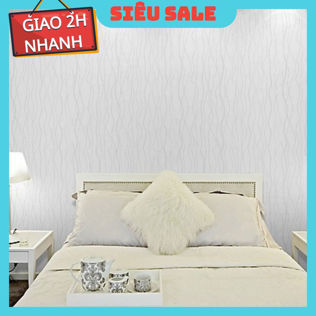 Decal giấy dán tường 10M sợi chỉ trắng khổ 45cm keo sẵn, sang trọng