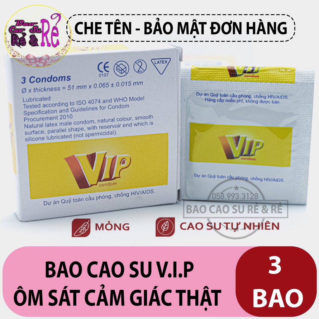 Bao cao su vip ôm sát cảm giác thật hộp 3 bao